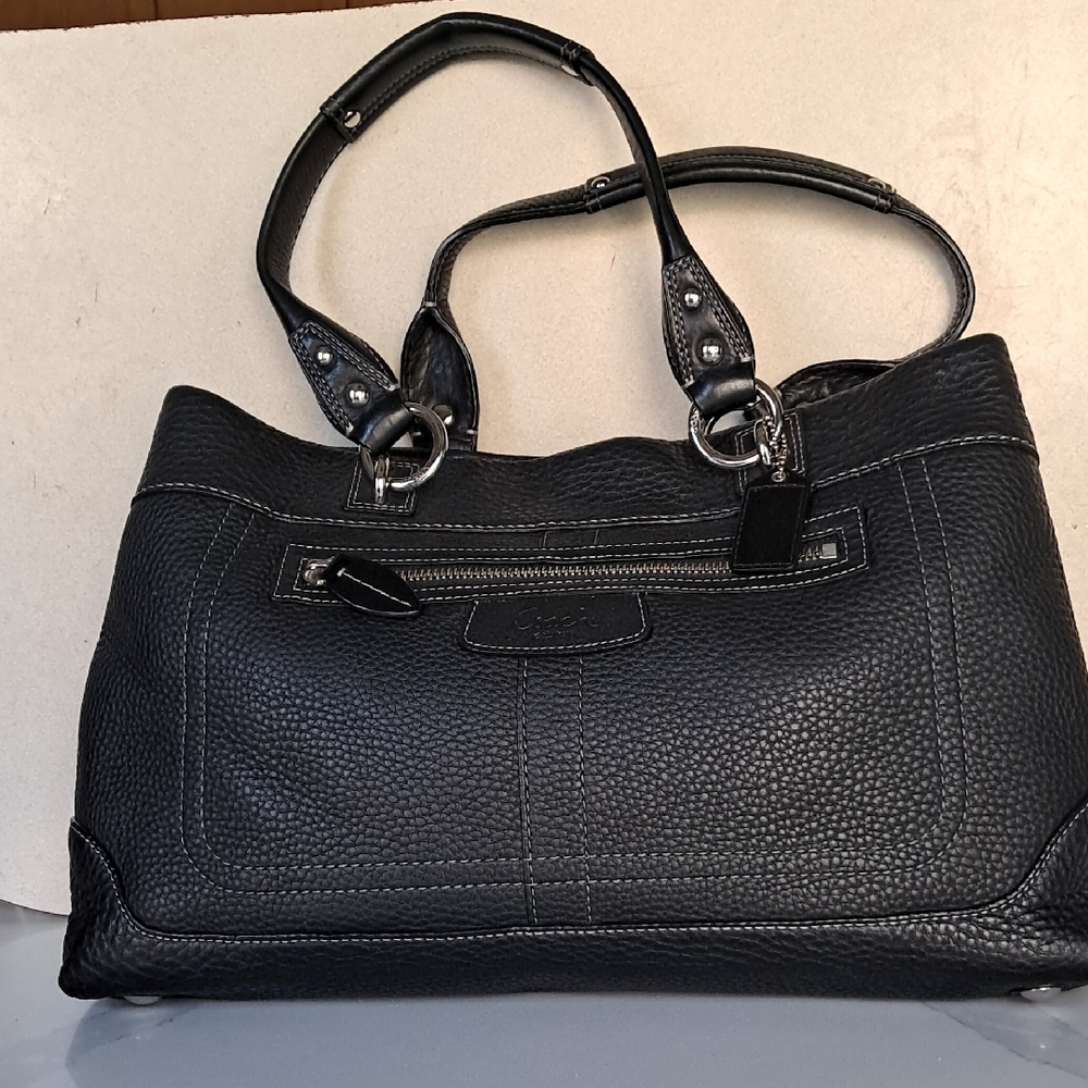 Coach Black Leather Tote Bag